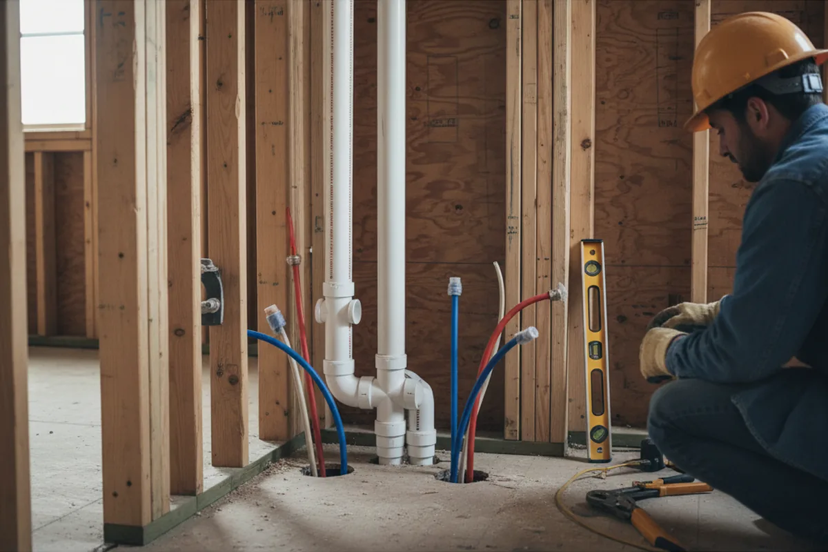 Drain and supply rough-in during Leak Detection in Gilford